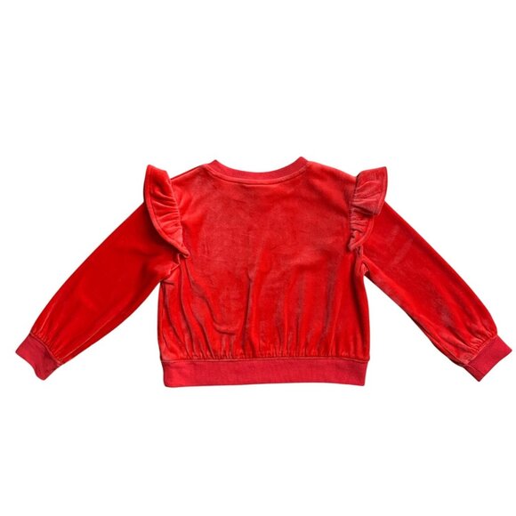 Cat & Jack Girls Red Velour Ruffle Long Sleeve Embellished Heart Design Size XS - Picture 6 of 8